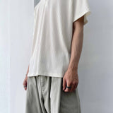 Structured Shoulder-Button Textured T-Shirt