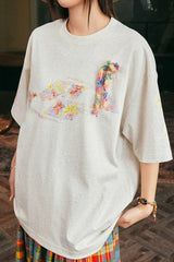 クレヨンフローラルボウノットTシャツ