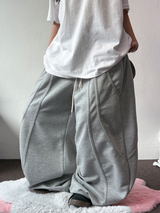 KOREAN/HIGH QUALITY 🤍🩶 AURA RIVET SEMI BALLOON WIDE LONG PANTS 🩶🤎🖤🤍 - 4 COLORS