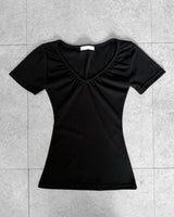 SUGAR SHIRRING SLIM SHORT SLEEVE T-SHIRT