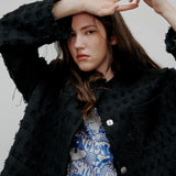 [Unisex] Over Fit Tweed Jacket Black