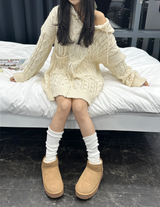 (KNIT DRESS + ZIP-UP) ソフトルーズフィット2WAYケーブルフードニット - 2 COLOR