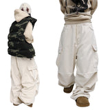 Wide Wool Pleated Cargo Pants