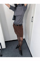 レイチェルタートルネックソフト半袖Tシャツ