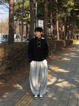 08 ベーシックピンタックワイドスウェットパンツ 4C