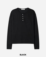 Day Henley Neck Crop Long Sleeve T