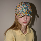 Round Logo Tweed Ball Cap (Yellow&Blue&Navy&Orange)