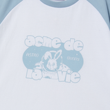 25SS スペースラビットラグランクロップ半袖Tシャツ スカイブルー