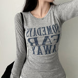 Ron's spandex スリムフィット レタリングロングスリーブTシャツ