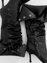 Wrinkle button stiletto heel [leather]