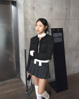 Low check button skirt