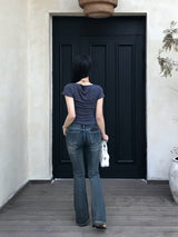 Lost Ball Stud Boat Neck Slit Half Tee