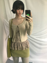 オリーブベルベットスカート