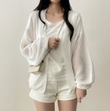 Amit Bolero Loose Fit Puff Knit Cardigan 