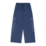 Stud Needle Work Sweat Pants - Blue