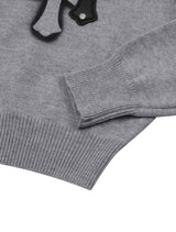 KIAN SPRAY CROSS LEATHER PATCH KNIT HOOD T
