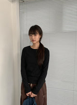 26SS★ [BAONHAUS] Benir Round Ribbed Long Sleeve Tee