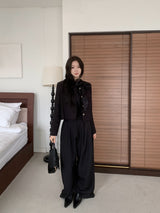 Grace Two-Tuck Button Wide Long Slacks