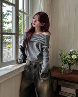 [wool43%] デイズフォールドオフショルダーニット