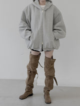 (unisex) オーバーフィットパディットフードジップアップ