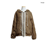 (2color) Bohemian Wrinkle 2-Way Hood Quilted Jumper
