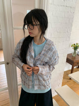 Bijoupe Loose-Fit Summer Check Hood Shirt