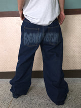 Vintage Back-Printed Denim Pants