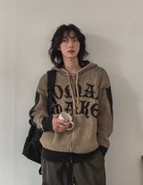 Maze Lettering Knit Hood Zip-Up