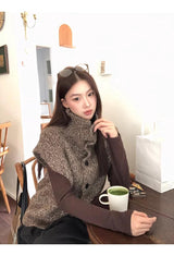 Multicolor Turtleneck Knit Vest 