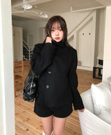 Bitter Unbalanced High Neck Slim Half Coat