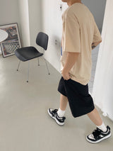 Nylon wide banding half pants 2C
