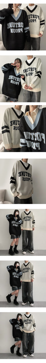 [Unisex!]Early color V-neck knitwear