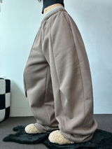 FLEECE/STRING❤FRONT POINT BALLOON PANTS 🤎🤍🖤🩶4COLOR