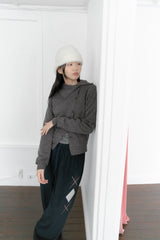 unbal highneck cardigan(2colors)