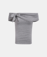 Ribbon Drape Off-Shoulder Tee
