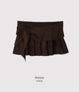 [SHOPPERMADE] Latte Suede Tiered Mini Skirt (2color)