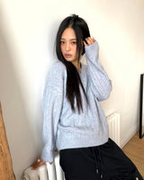 ノユルーズウールケーブルニットVネックセーター