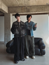 Cube diagonal cargo cotton pants