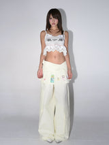 eatmeplz Original Printed Work Pants Short Skirt Two-Way Wide Pants
