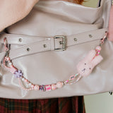 Bunny Mix Beads Two-way Keyring _ Pink