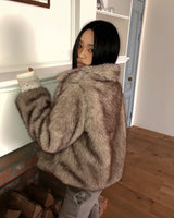 Sebin Collar Two-Tone Fur Jacket