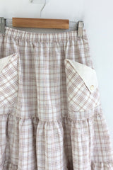 cream checkered pocket skirt