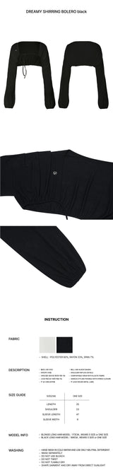 DREAMY SHIRRING BOLERO black