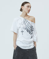 GROOVY ONE SHOULDER TEE_WHITE