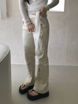Louple Cargo Pocket Semi Bootcut Long Pants