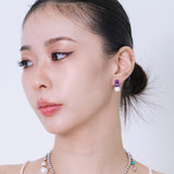 Petit Bear Pearl Earrings_Purple