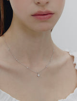 26SS★ Essence Silver (W) Moissanite Flower Dainty Necklace