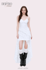 wrench lace unbalanced frill sleeveless dress