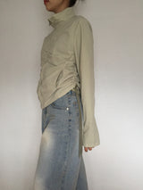 light sand denim wide long pants