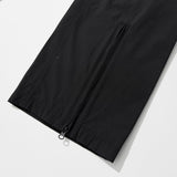 Poly Cotton RIB Track Zip Pants - BLACK